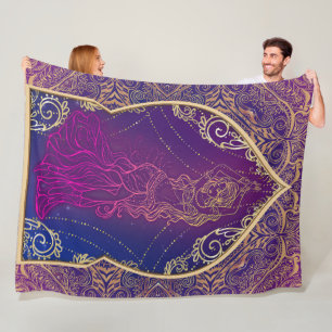 Purple & Gold Moroccan Arabian Belly Dancing Glam Fleece Blanket