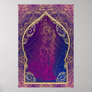 Purple & Gold Moroccan Arabian Belly Dancing Glam Poster