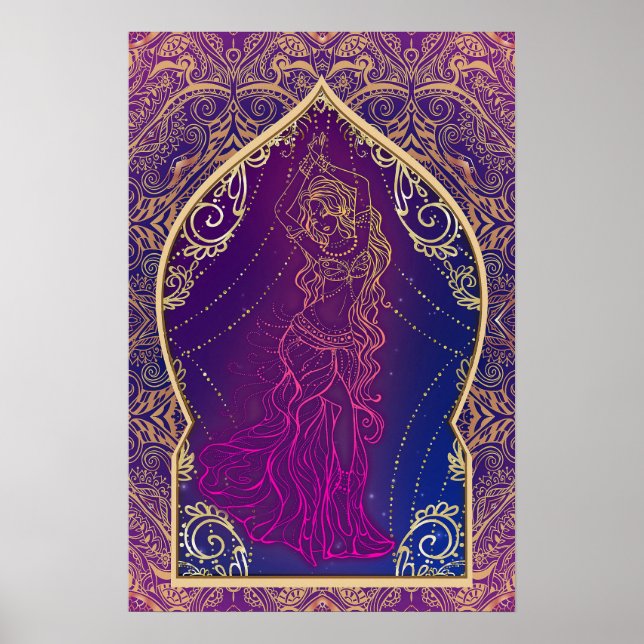 Purple & Gold Moroccan Arabian Belly Dancing Glam Poster (Front)