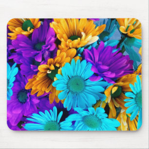 Purple Gold N Turquoise Daisies Mouse Pad