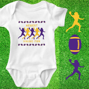 Purple Gold Newest Viking Fan Football Player Baby Bodysuit