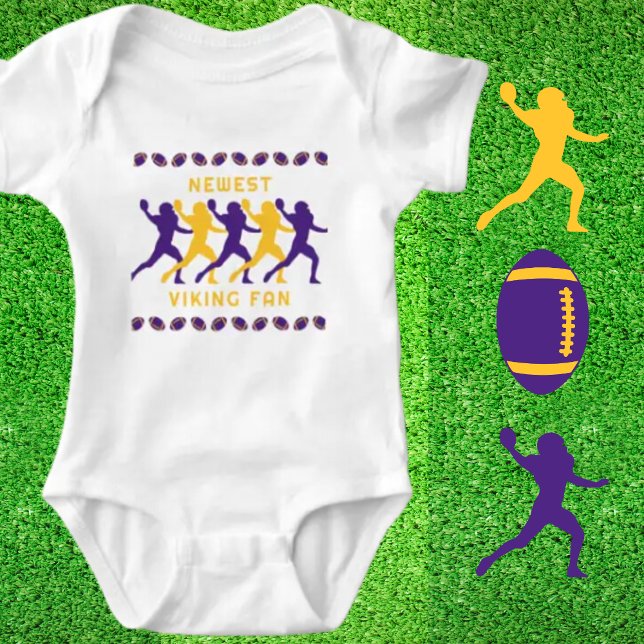 Purple Gold Newest Viking Fan Football Player Baby Bodysuit (Creator Uploaded)