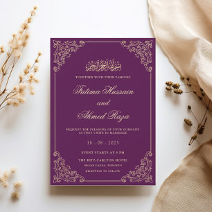 Purple Gold Nikah Islamic Muslim Wedding Invitation