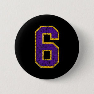 Purple Gold Number 6 Jersey Player Uniform #6 Nge Cm Round Badge