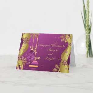 Purple Gold Ornaments Christmas Card