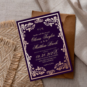 Purple Gold Ornate Botanical The Wedding of