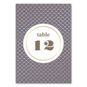 Purple Gold Pattern Table Number Cards