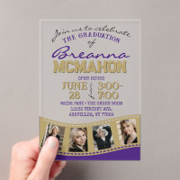 Purple & Gold Photo Graduation Filmstrip Frosted
