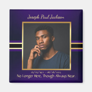 Purple Gold Photo Memorial Magnet