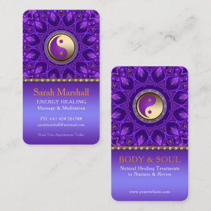 Purple Gold Pink Energy Healing Mandala Business Card