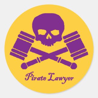 Purple & Gold Pirate Lawyer Sticker w/ Border