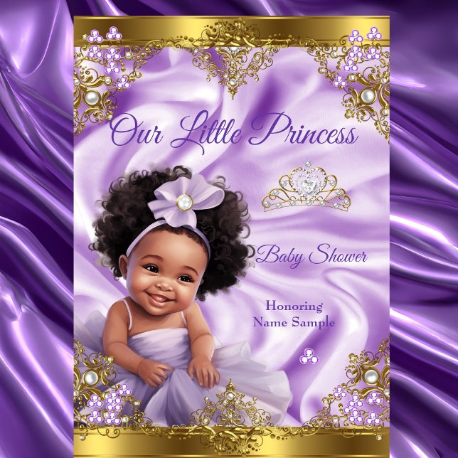 Purple Gold Princess Baby Shower Ethnic Girl Invitation (Creator Uploaded)