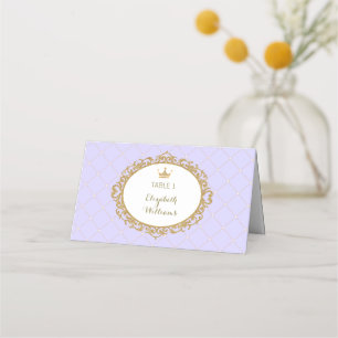 Purple Gold Princess Place Cards Table Number
