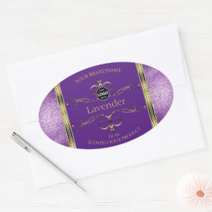 Purple Gold Product Labels Glitter Border Add Logo