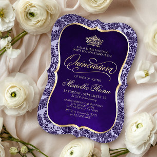 Purple Gold Quinceañera Invitation