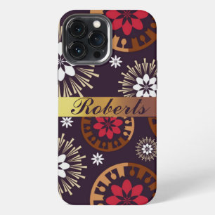 Purple Gold Red Retro Pattern Add Name iPhone case
