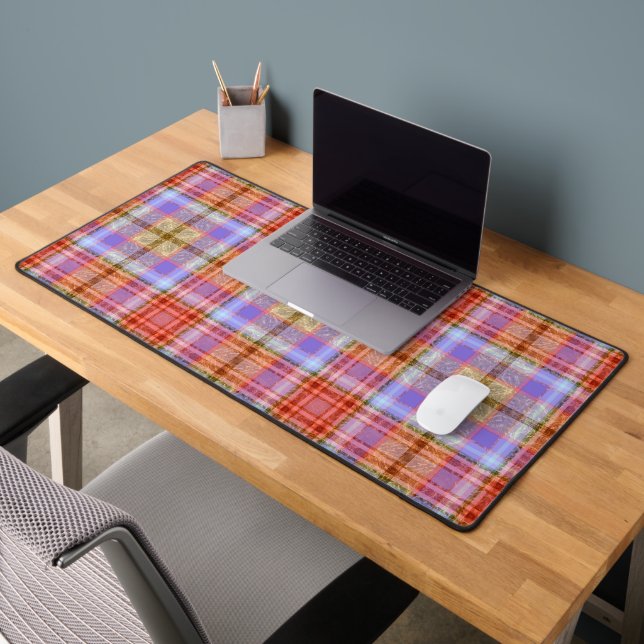 Purple Gold Red Tartan Plaid Gingham Pattern Desk Mat (Office 2)