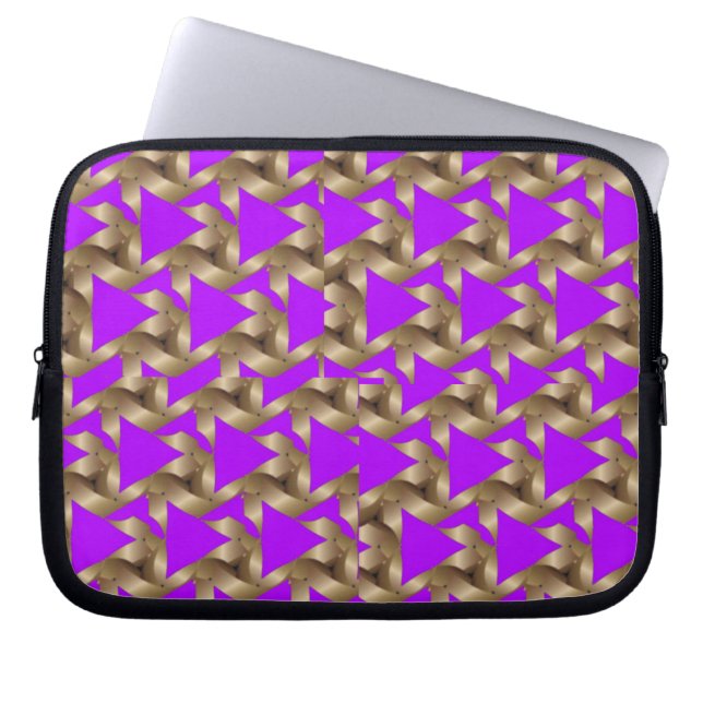 Purple Gold Rope Pattern Laptop Case (Front)
