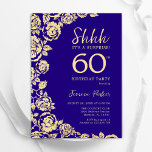 Purple Gold Roses Surprise 60th Birthday Invitation<br><div class="desc">Purple Gold Floral Surprise 60th Birthday Party Invitation. Elegant design featuring roses,  faux gold foil and typography script font. Trendy invite card perfect for a stylish female bday celebration. Can be customised to any age. Printed Zazzle invitations or instant download digital printable template.</div>