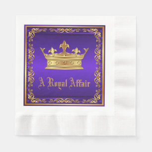 Purple Gold Royal Crown Royal Party Event Napkin