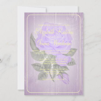 Purple & Gold Rustic Floral Wedding Invitations