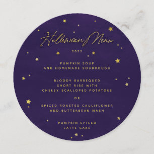 Purple/Gold Scattered Stars Square/Round Halloween Menu