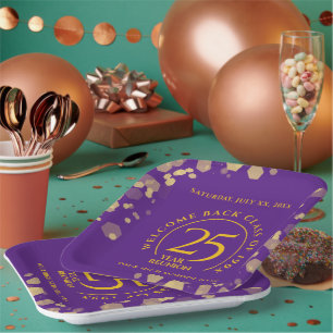 Purple & Gold School College Class Reunion Paper Plate