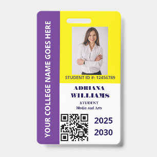 Purple Gold School College University Student  ID Badge