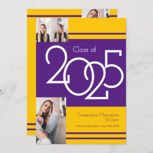 Purple Gold School Colours Graduation Announcement