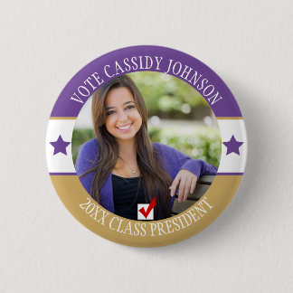 Purple & Gold School Election Student Body Vote 6 Cm Round Badge