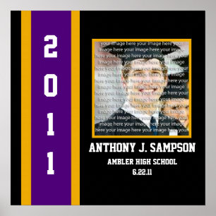 Purple & Gold School Graduation Framed Wall Art
