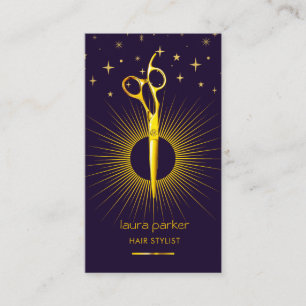 Purple Gold Scissor Hair Stylist Professional Sun  Business Card