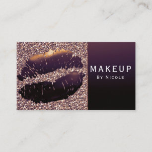 Purple Gold Shine Lips Lipstick Makeup Glam Salon Business Card