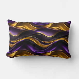 Purple Gold Silk Wave Luxury Pattern Lumbar Cushion