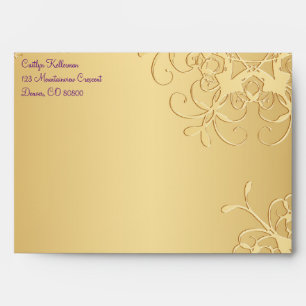Purple, Gold Snowflakes Envelope for 5"x7" Sizes