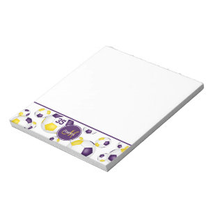 purple gold soccer balls accent  notepad