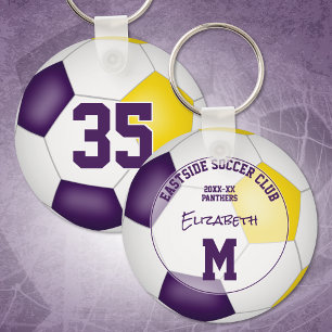 purple gold soccer club team colours sports gifts key ring