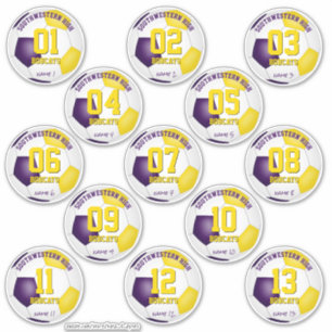 purple gold soccer team colours gifts set of 13