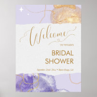 Purple Gold Space Watercolor Bridal Shower Welcome