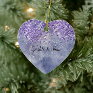 Purple Gold Sparkle Ceramic Ornament