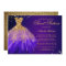 Purple Gold Sparkle Dress Sweet Sixteen Invitation