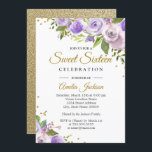 Purple Gold Sparkle Floral Sweet Sixteen Invite<br><div class="desc">More pretty floral Sweet Sixteen Invitations in the Little Bayleigh Store!</div>