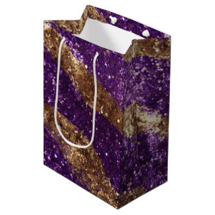 Purple Gold Sparkle Glitter Birthday Medium Gift Bag