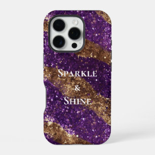 Purple Gold Sparkle Glitter iPhone 16 Pro Case