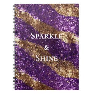 Purple Gold Sparkle Glitter Notebook