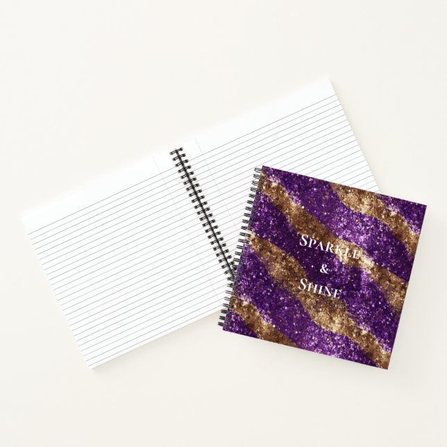 Purple Gold Sparkle Glitter Notebook (Inside)