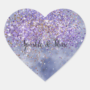 Purple Gold Sparkle Heart Sticker