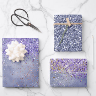 Purple Gold Sparkle Wrapping Paper Sheet