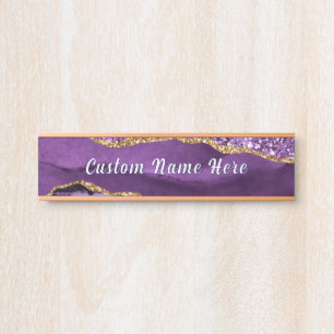 Purple Gold Sparkly Personalised Name Door Sign