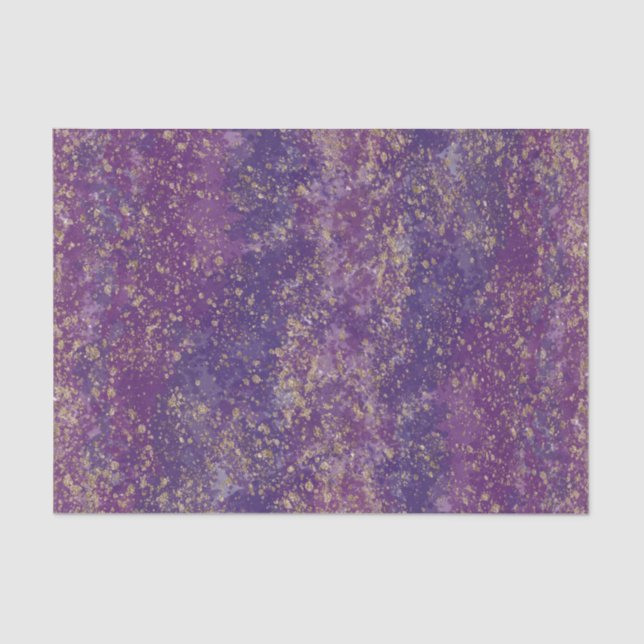 Purple & Gold Splatter Glam Modern Tissue Paper (Front)